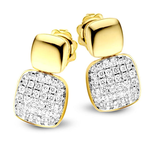 LaViano Fashion 18K Yellow Gold Two Tone Diamond Earrings
