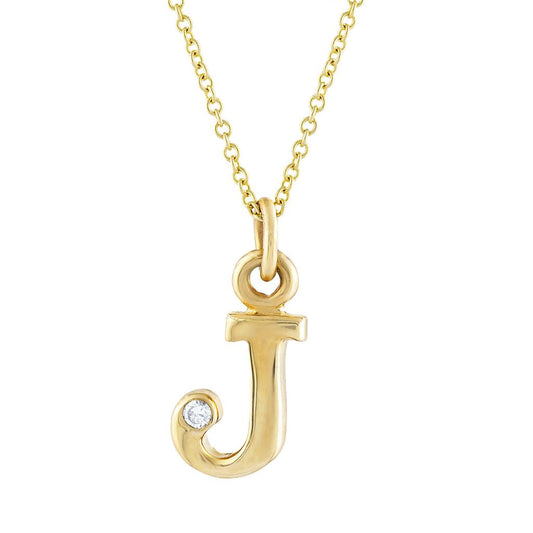 LaViano Fashion 14K Yellow Gold Diamond Initial "J" Pendant