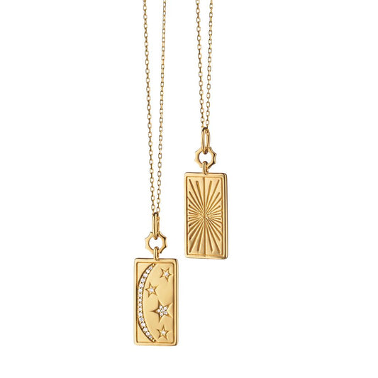 Monica Rich Kosann 18K Yellow Gold Diamond Sun Moon and Star Pendant