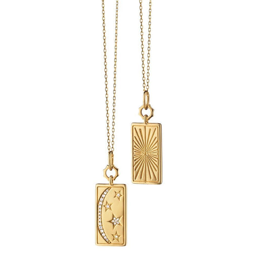 Monica Rich Kosann 18K Yellow Gold Diamond Sun Moon and Star Pendant
