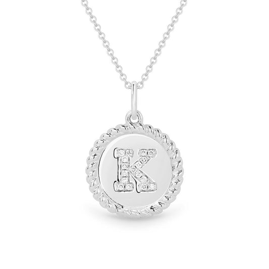 LaViano Fashion 14K White Gold Diamond Initial "K" Pendant