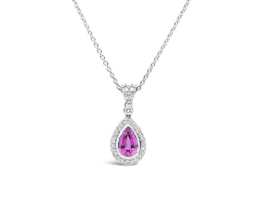 LaViano Fashion 14K White Gold Pink Tourmaline and Diamond Pendant