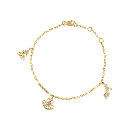 LaViano Fashion 14K Yellow Gold Cinderella Diamond and Sapphire Bracelet