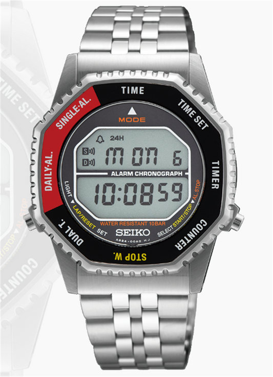 SEIKO Essentials 37mm Rotocall Digital Black Dial Steel Bracelet SMGG19