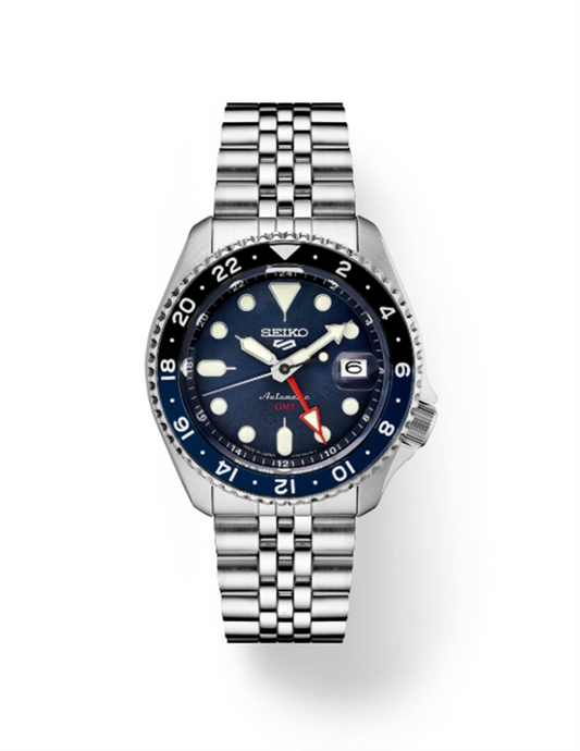 Seiko 5 Sports Stainless Steel Automatic GMT Blue Dial SSK003