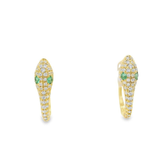 LaViano Fashion 18K Yellow Gold Diamond and Emerald Earrings
