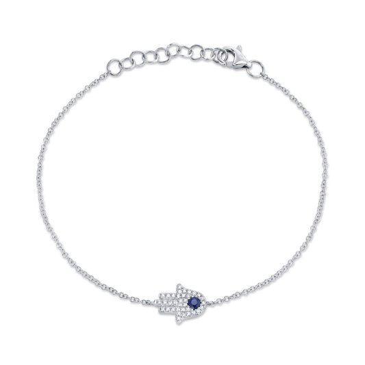 Shy Creation 14K White Gold Sapphire and Diamond Bracelet