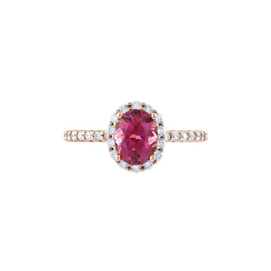 LaViano Fashion 14K Rose Gold Pink Tourmaline and Diamond Ring