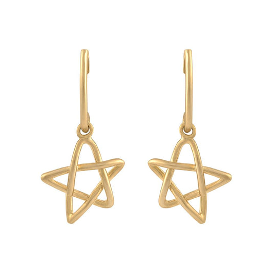 LaViano Fashion 18K Yellow Gold Doodle Star Drop Earrings