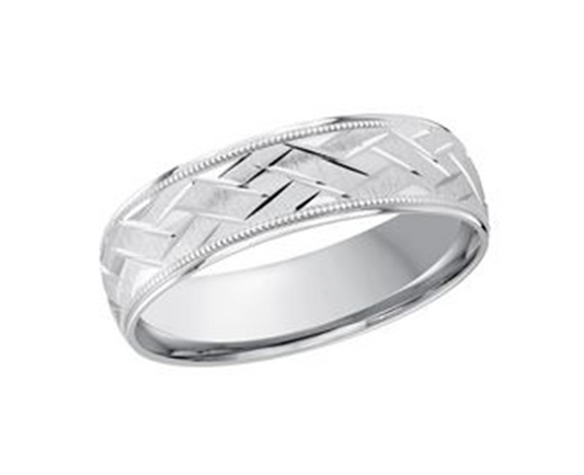 LaViano Fashion 14K White Gold Wedding Band 6MM Size 10
