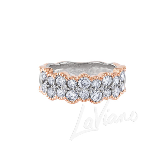 LaViano Fashion 14K White and Rose Gold Diamond Eternity Wedding Band