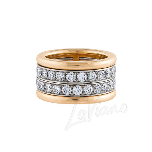 Picchiotti 18K Rose Gold and White Gold Rolling Diamond Band