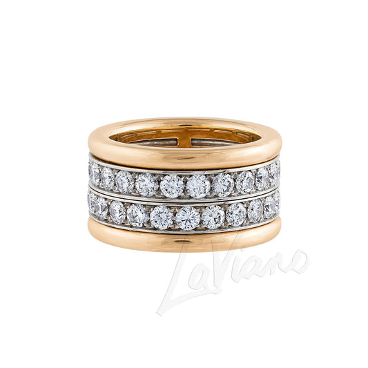 Picchiotti 18K Rose Gold and White Gold Rolling Diamond Band