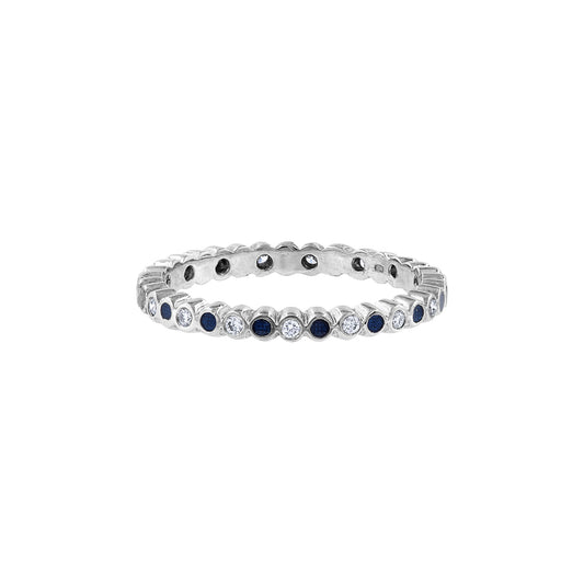 LaViano Fashion 18K White Gold Blue Enamel and Diamond Ring