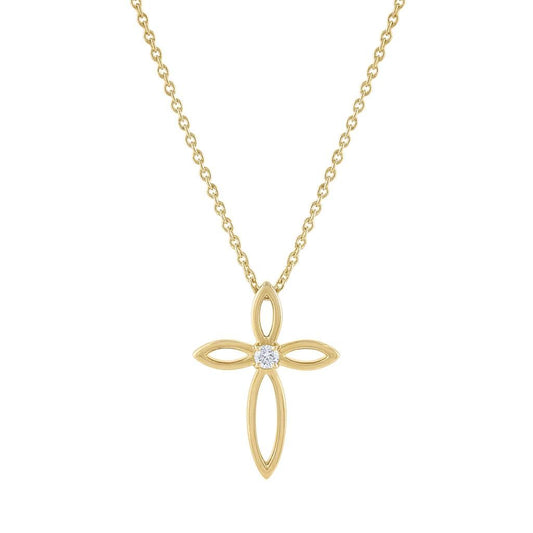 LaViano Fashion 14K Yellow Gold Cross with Diamond