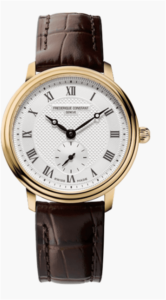 FC-235M1S5 - Frederique Constant - Slim Line Ladies Small Seconds Gold Tone 28.6mm on Brown Calf Leather 14mm Strap