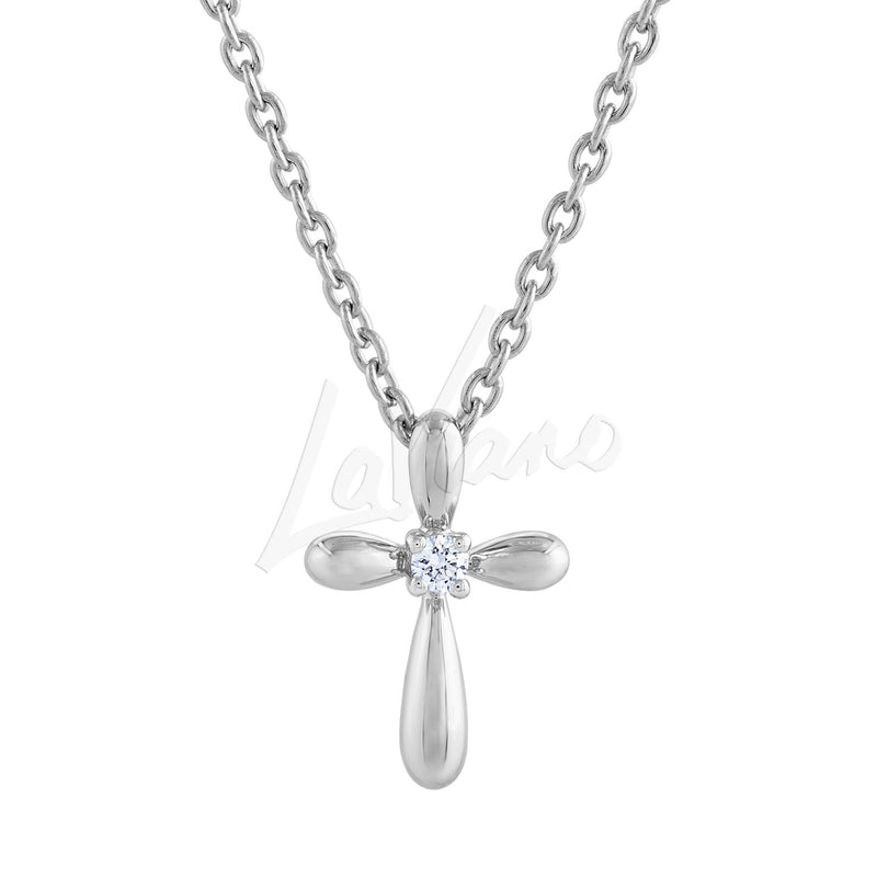 LaViano Fashion 14K White Gold Cross with Diamond