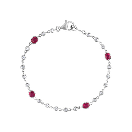 LaViano Fashion 18K White Gold Ruby and Diamond Bracelet