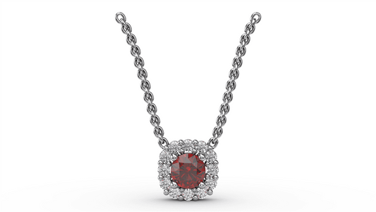 LaViano Fashion 14K White Gold Ruby and Diamond Necklace
