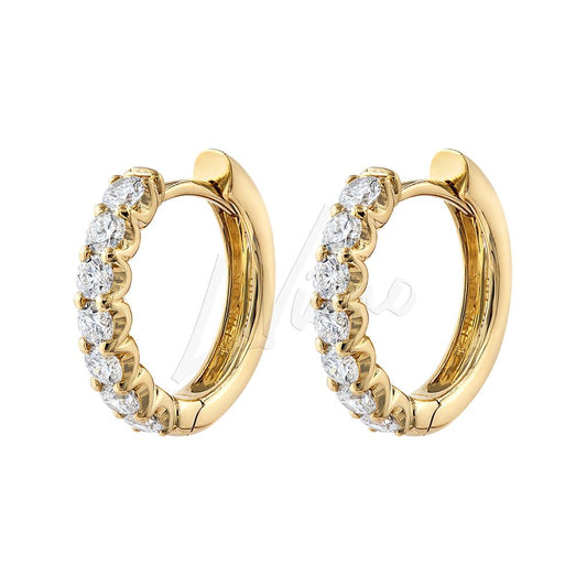 LaViano Fashion 14K Yellow Gold Diamond Hoop Earrings 14 Diamonds.58 Carats