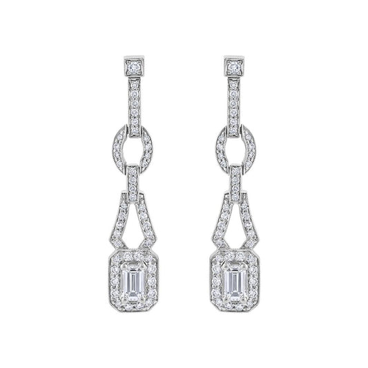 LLaViano Fashion 18K White Gold Diamond Earrings
