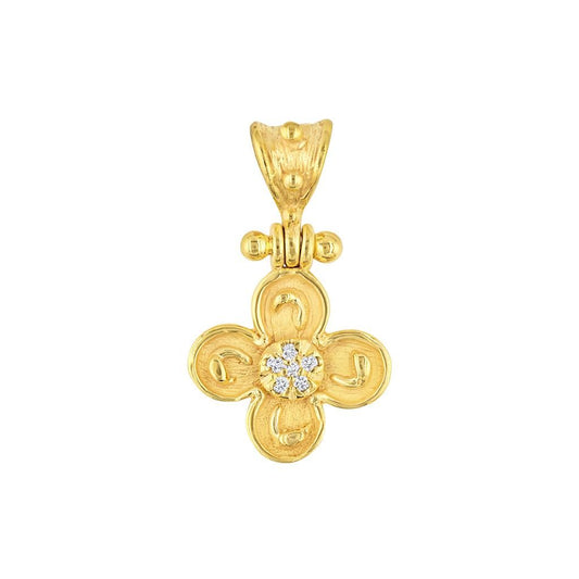 Mazza 14K Yellow Gold Diamond Flower Charm