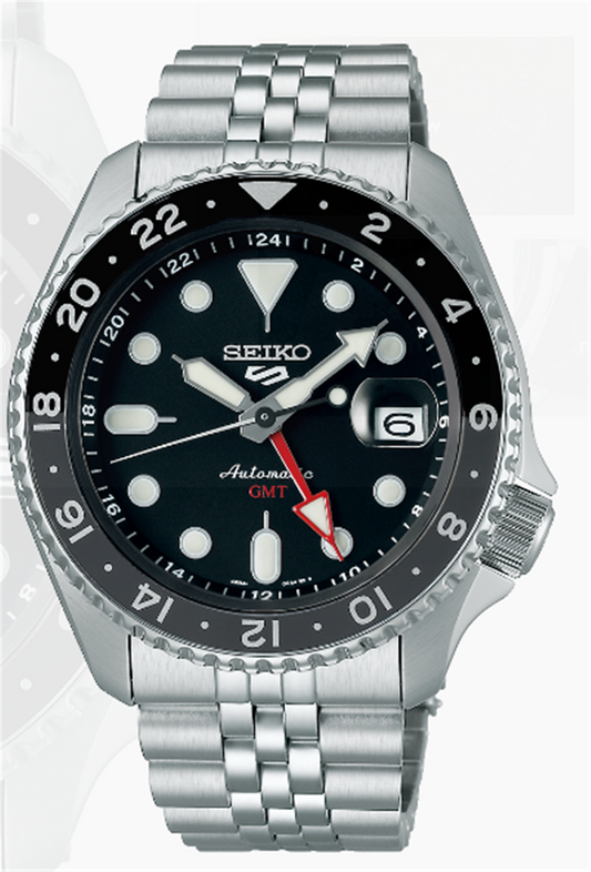 SEIKO 5 Sports Stainless Steel Automatic GMT Black - Grey Dial SSK001