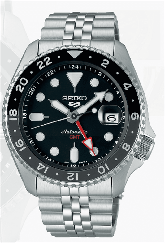 SEIKO 5 Sports Stainless Steel Automatic GMT Black - Grey Dial SSK001