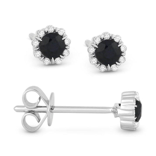 LaViano Fashion 14K White Gold Sapphire and Diamond Earrings