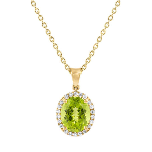 LaViano Fashion 14K Yellow Gold Peridot and Diamond Pendant