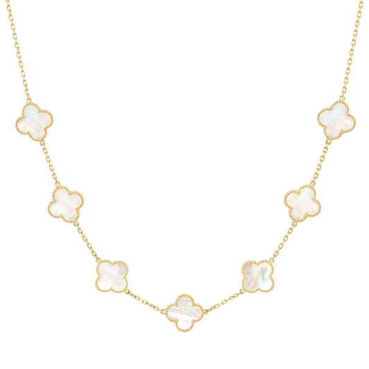 LaViano Fashion 14K Yellow Gold Mother of Pearl Station Necklace