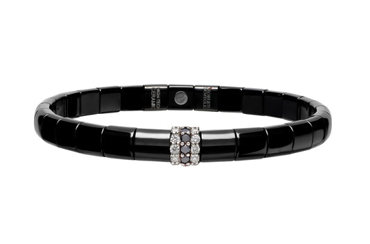Roberto Demeglio18K White Gold Black Ceramic Bracelet with Black & White Diamonds