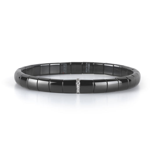 Roberto Demeglio 18K White Gold Black Ceramic and Diamond Bracelet Diamonds .12 Carats