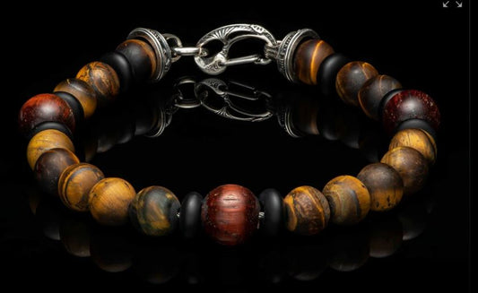 William Henry Sterling Silver Dragon Fire II Beaded Bracelet