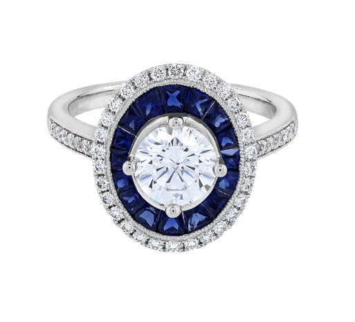 Pe Jay Creations Platinum Sapphire and Diamond Semi Mounting Ring