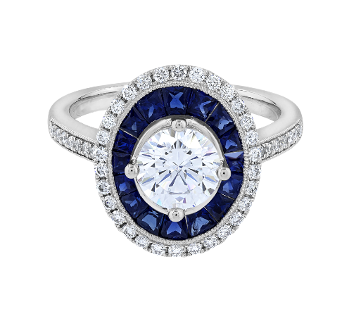 Pe Jay Creations Platinum Sapphire and Diamond Semi Mounting Ring