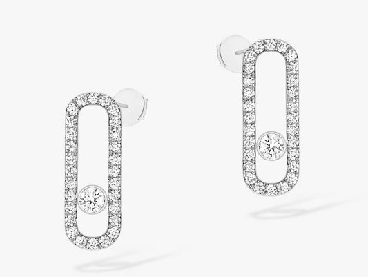 Mesika 18K White Gold Move Uno Diamond Earrings
