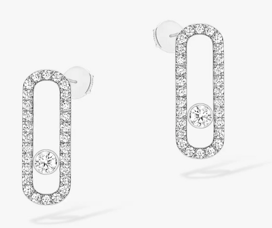 Messika 18K White Gold Diamond Move Uno Earrings