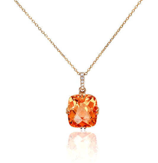 PeJay Creations 14K Yellow Gold Citrine and Diamond Pendant