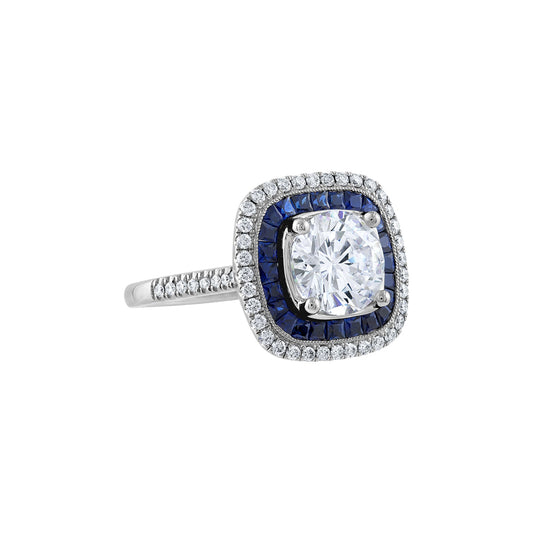 Pe Jay Creations Platinum Sapphire and Diamond Semi Mounting