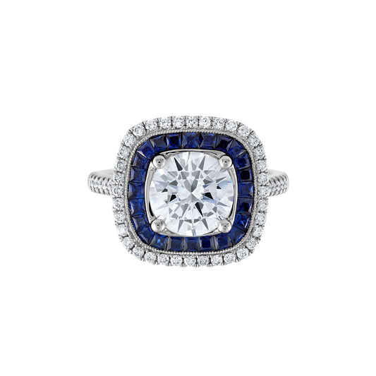Pe Jay Creations Platinum Sapphire and Diamond Semi Mounting