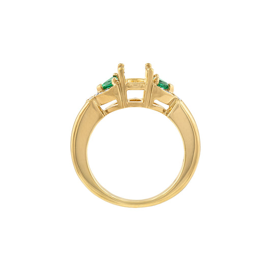 LaVianoFashion 18K Yellow Gold Emerald and Diamond Semi Mounting
