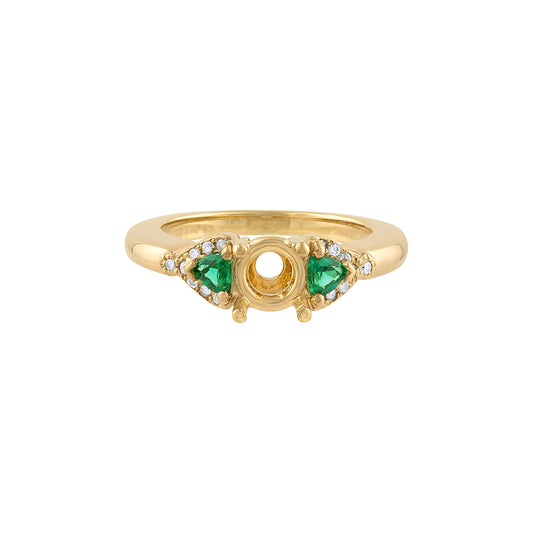 LaVianoFashion 18K Yellow Gold Emerald and Diamond Semi Mounting