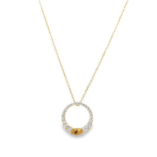 Pe Jay Creations 14K Yellow Gold Citrine and Diamond Pendant