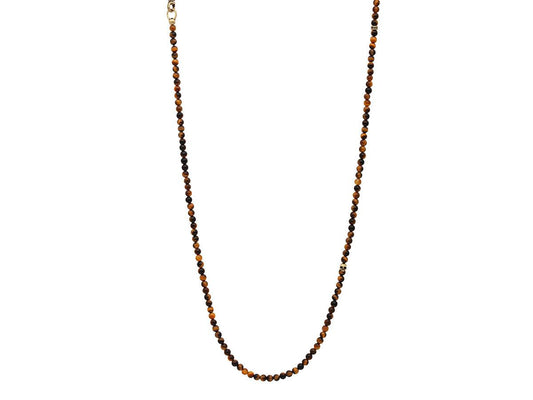 John Varvatos Brass and Tiger Eye Beaded Necklace