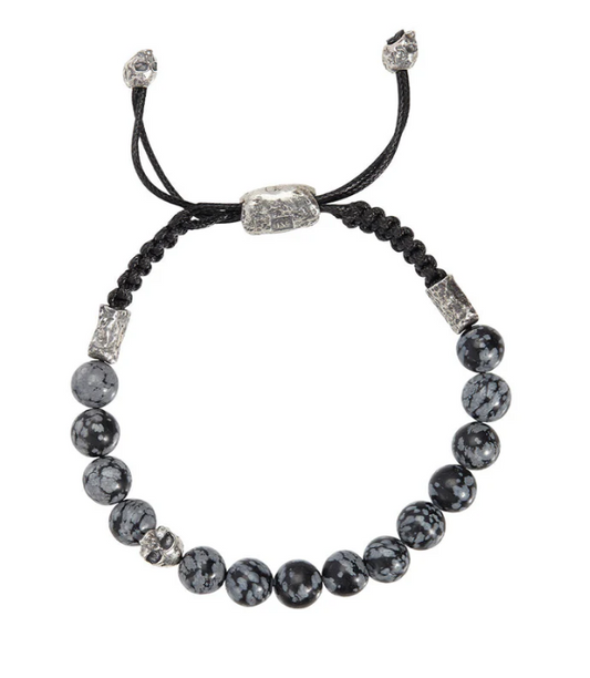 John Varvatos SterlingSilver and Grey Obsidian Bracelet