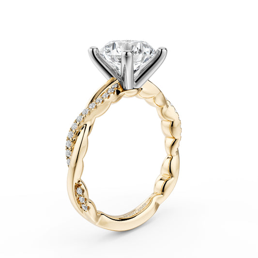LaViano Fashion 18K Yellow Gold and Platinum Diamond Semi Mounting
