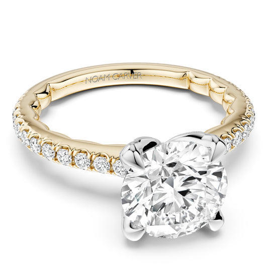 LaViano Fashion 18K Yellow Gold and Platinum Diamond Semi Mounting