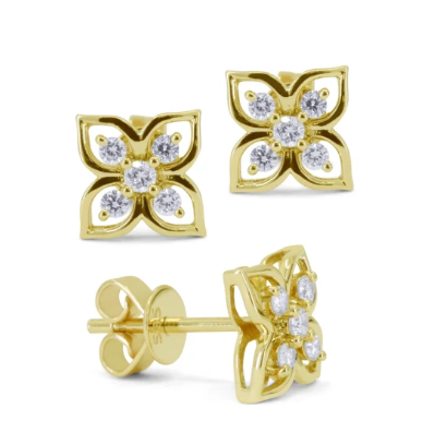 LaViano Fashion 14K Yellow Gold Diamond Earrings