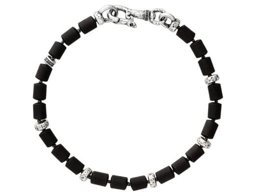 John Varvatos Sterling Silver Obsidian Bracelet